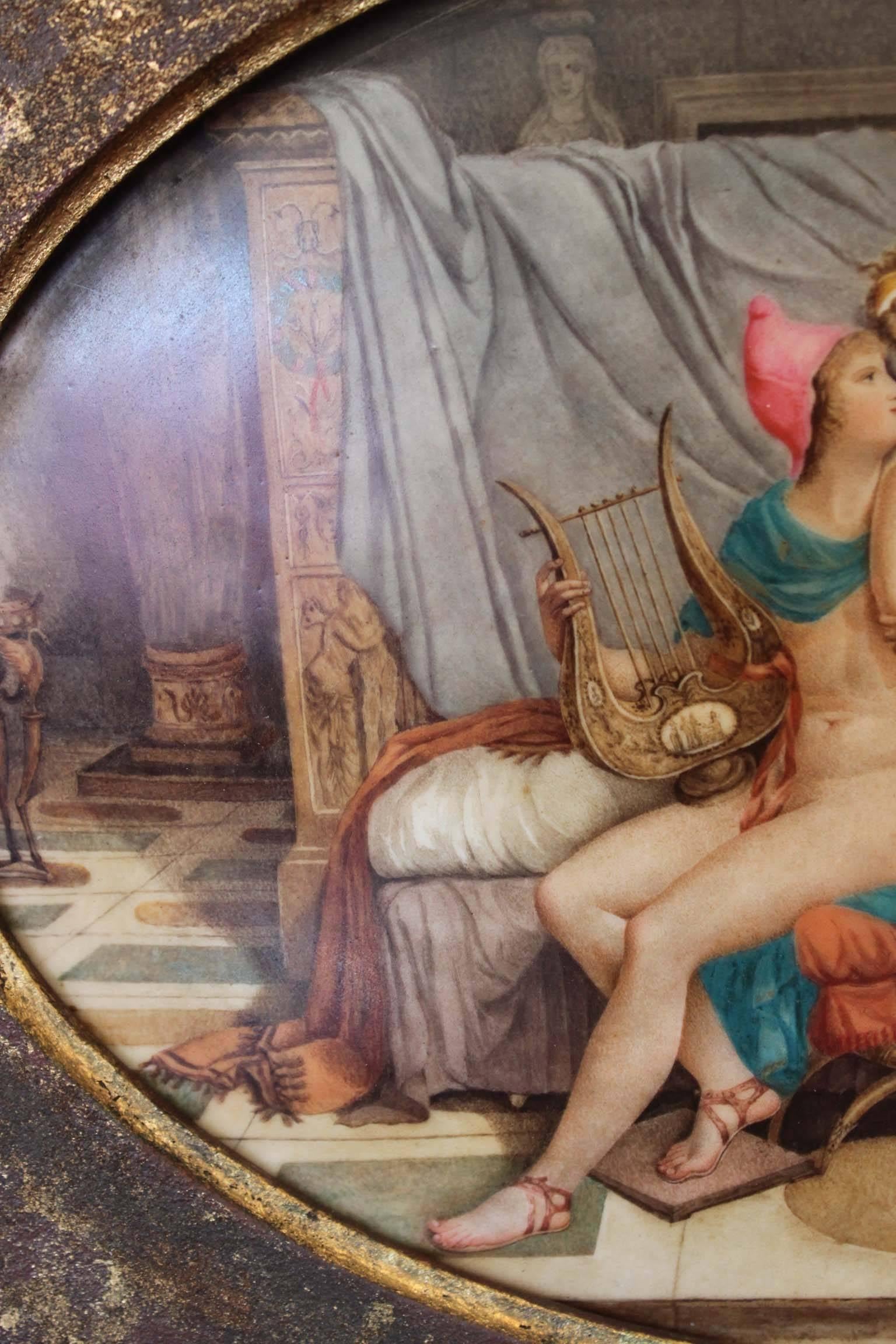 19th Century Antique Painting on Porcelain by Guenez In Good Condition In Marseille, FR