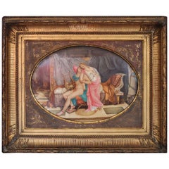 19th Century Antique Painting on Porcelain by Guenez