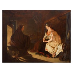 19th Century Antique Painting "The Fortune Teller" by Henry Nelson O'Neil A.R.A