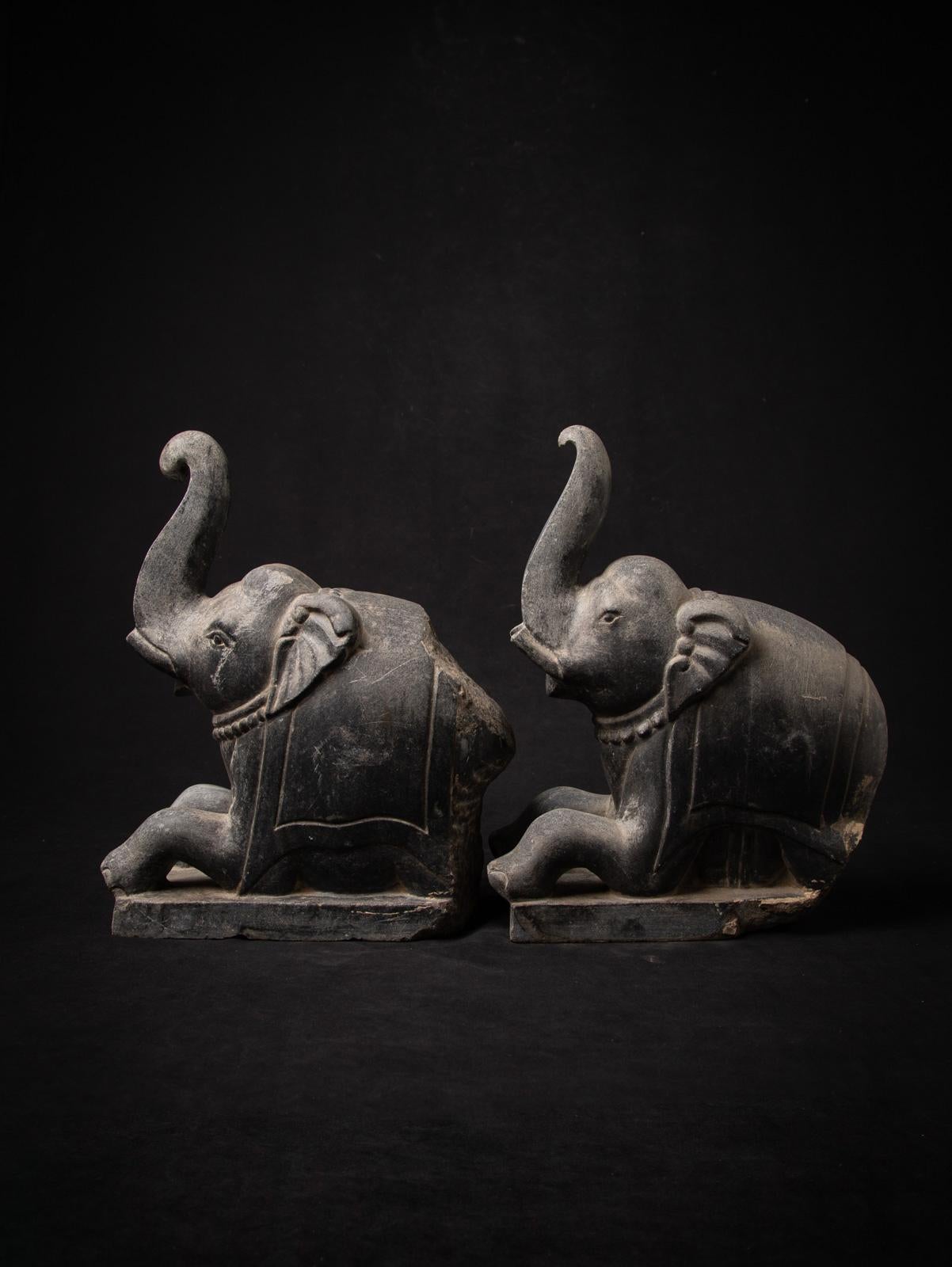 19th century Antique pair of stone Indian Temple Elephants - OriginalBuddhas 10