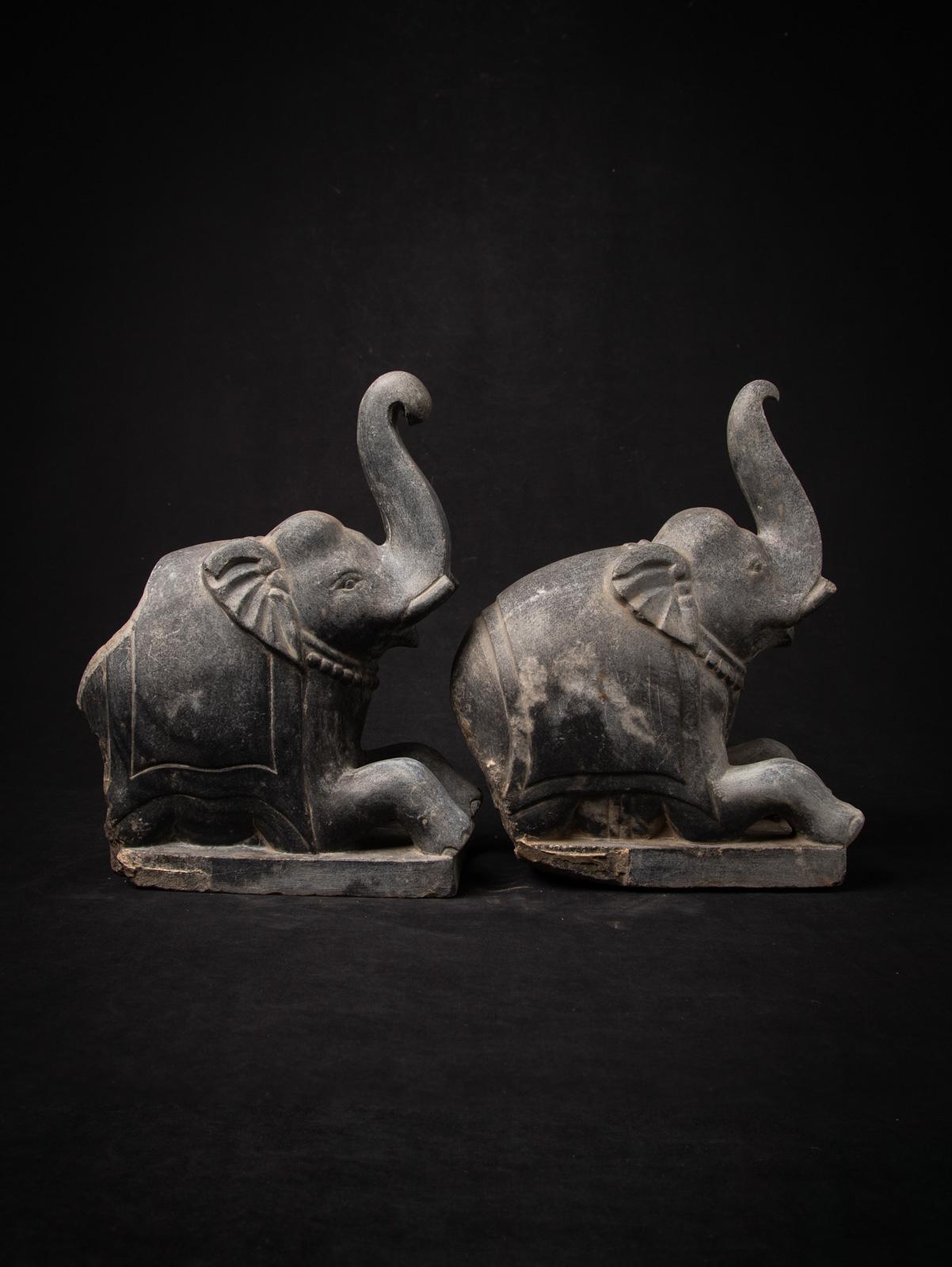 19th century Antique pair of stone Indian Temple Elephants - OriginalBuddhas 11