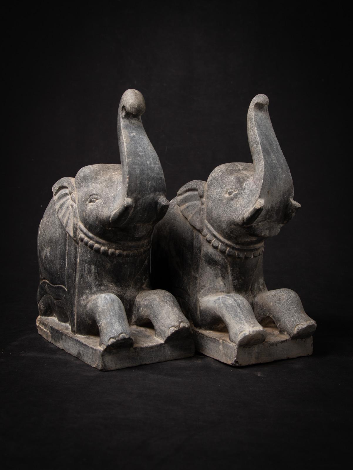 19th century Antique pair of stone Indian Temple Elephants - OriginalBuddhas 12