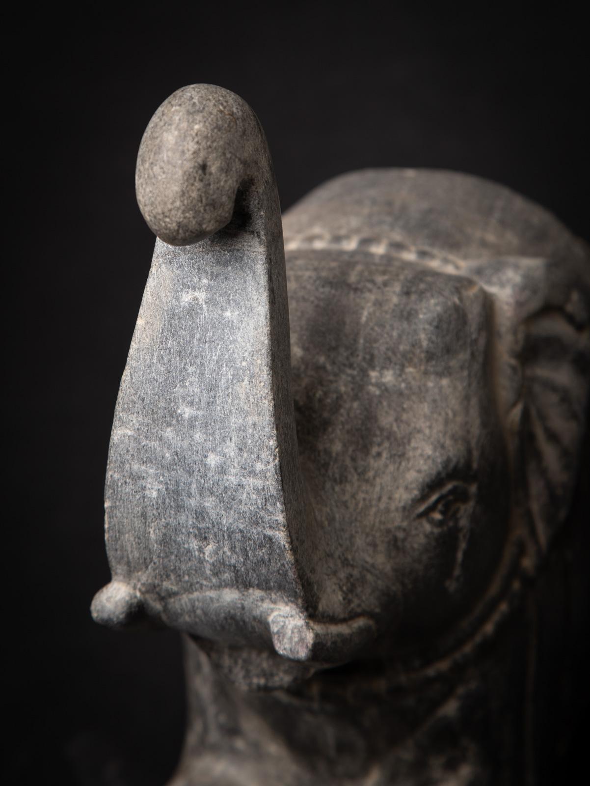 19th Century 19th century Antique pair of stone Indian Temple Elephants - OriginalBuddhas