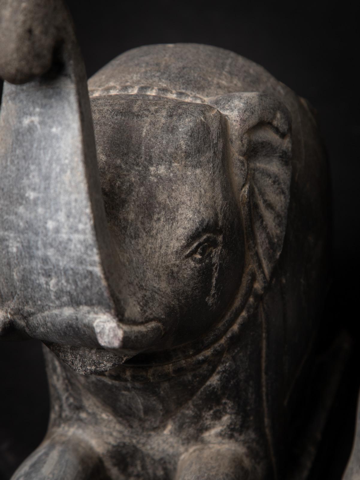 Stone 19th century Antique pair of stone Indian Temple Elephants - OriginalBuddhas