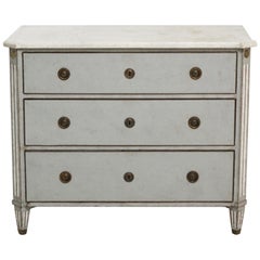 Swedish Gustavian Oak Chest - Antique Scandinavian Marble Commode