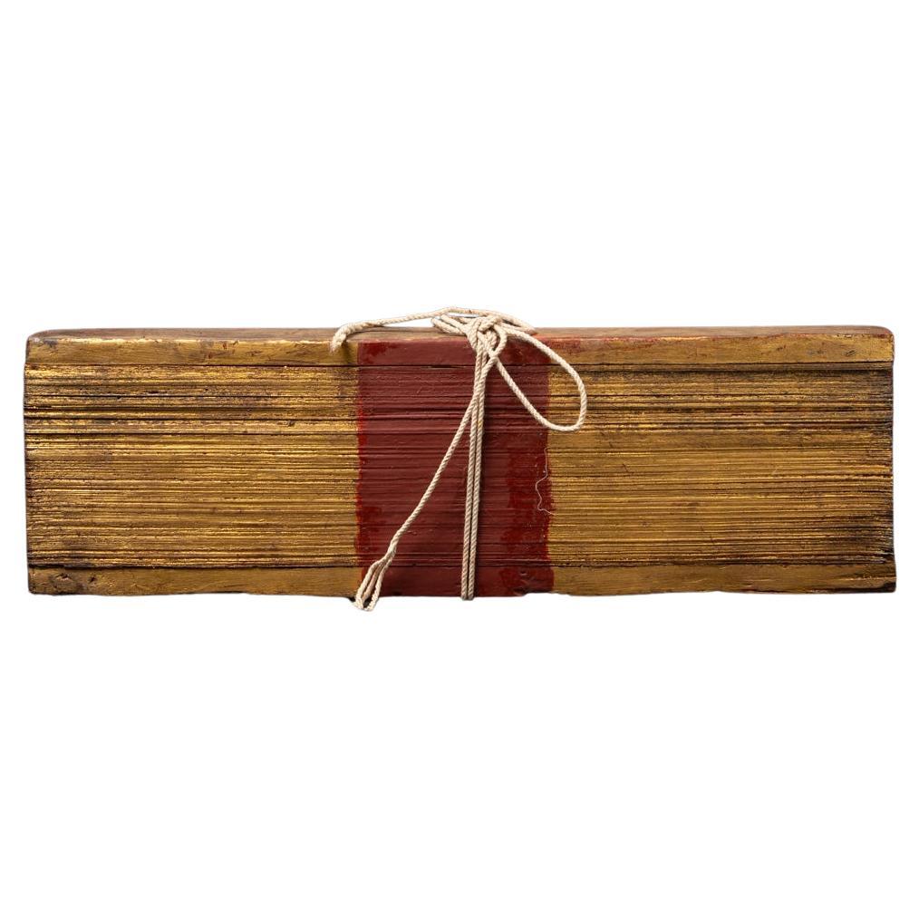 Livre de manuscrits antique du 19ème siècle en feuille de palmier de Birmanie