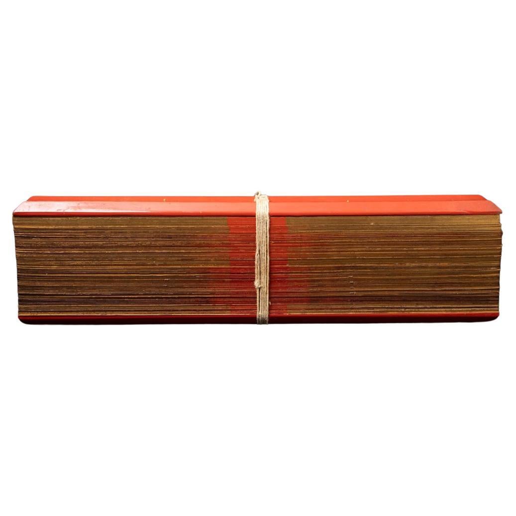 Livre de manuscrits antique du 19ème siècle en feuille de palmier de Birmanie