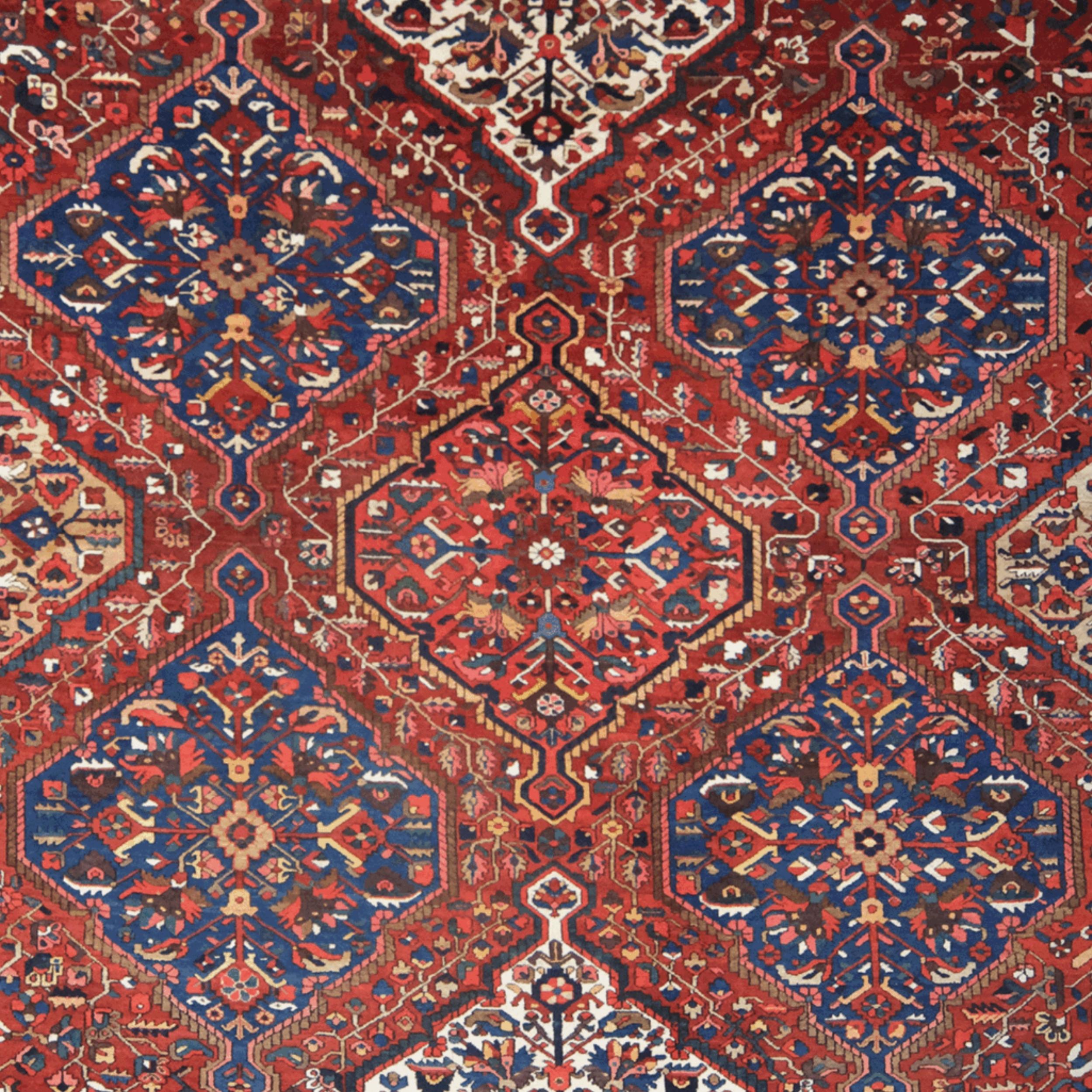 Hand-Woven 19th Century Antique Persian Bakhtiari Carpet For Sale