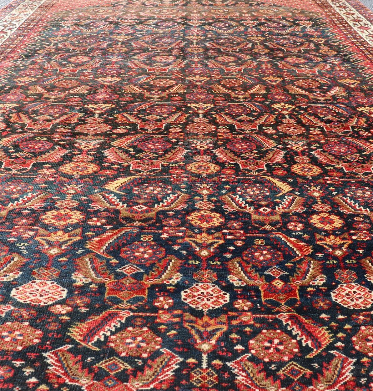 Tapis persan ancien Qashqai du 19ème siècle  6' x 9'3