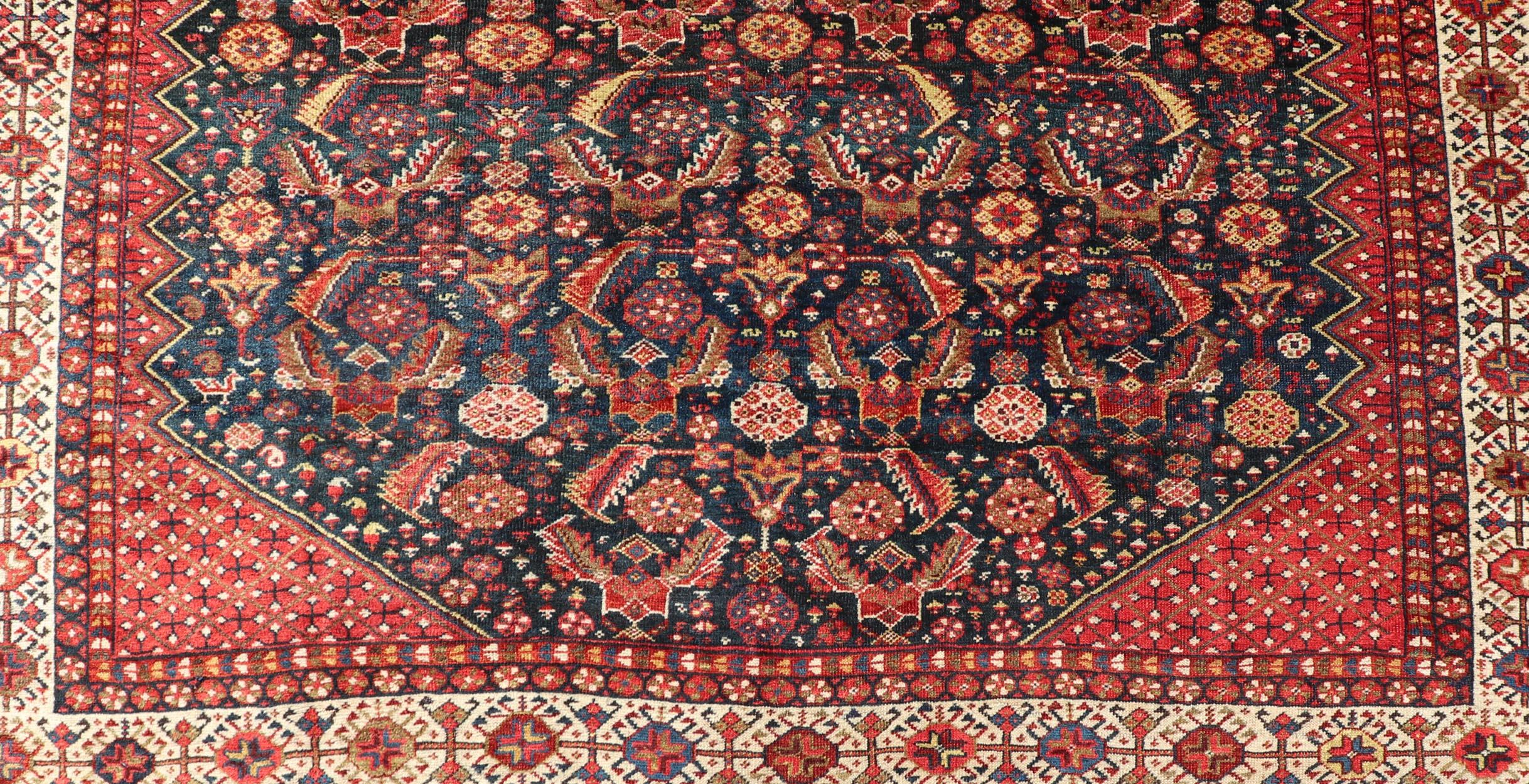 Tapis persan ancien Qashqai du 19ème siècle  6' x 9'3