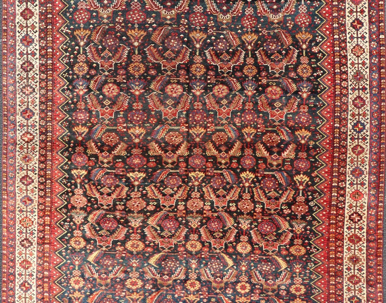 Tapis persan ancien Qashqai du 19ème siècle  6' x 9'3