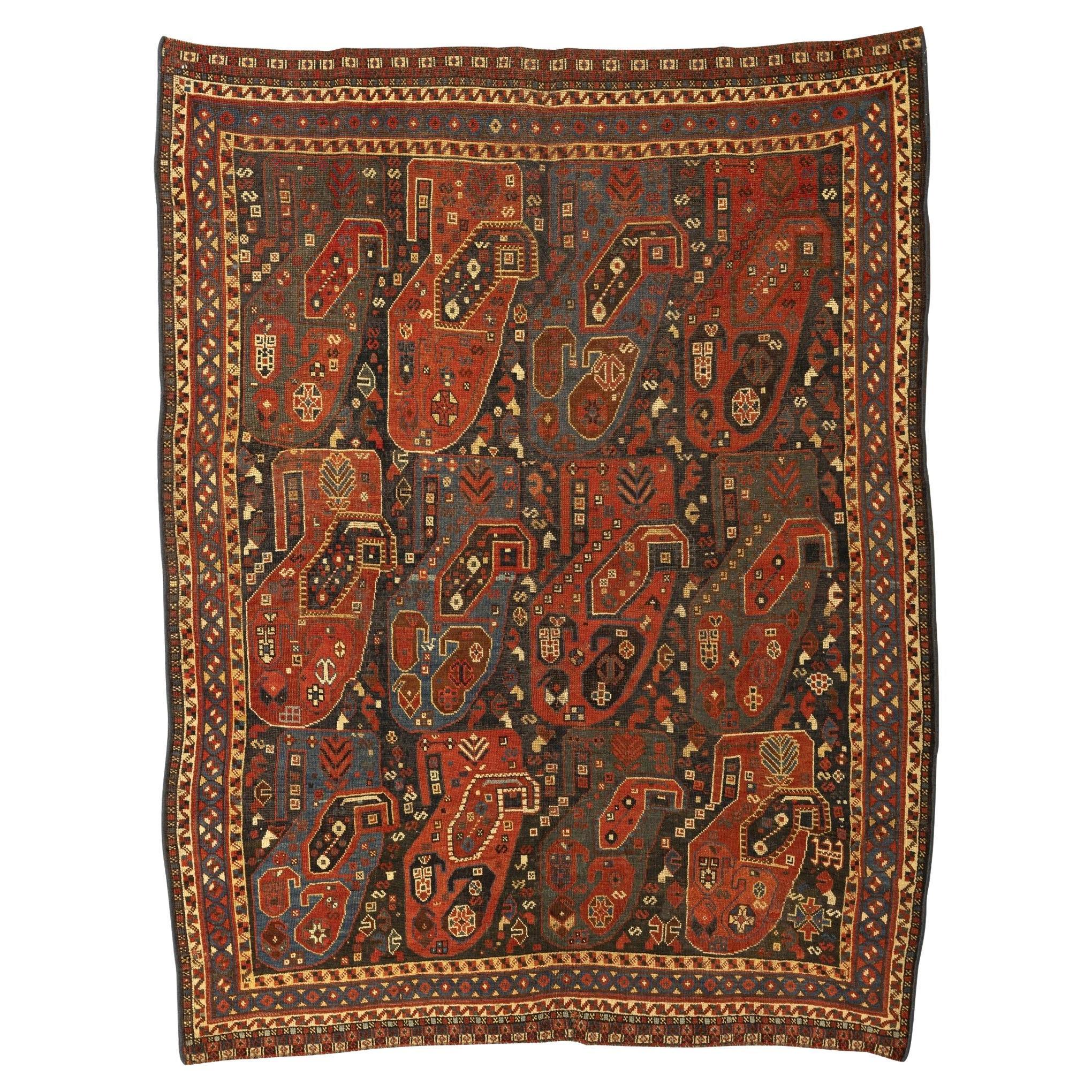 Tapis persan ancien Qashqa'i du 19e siècle en vente