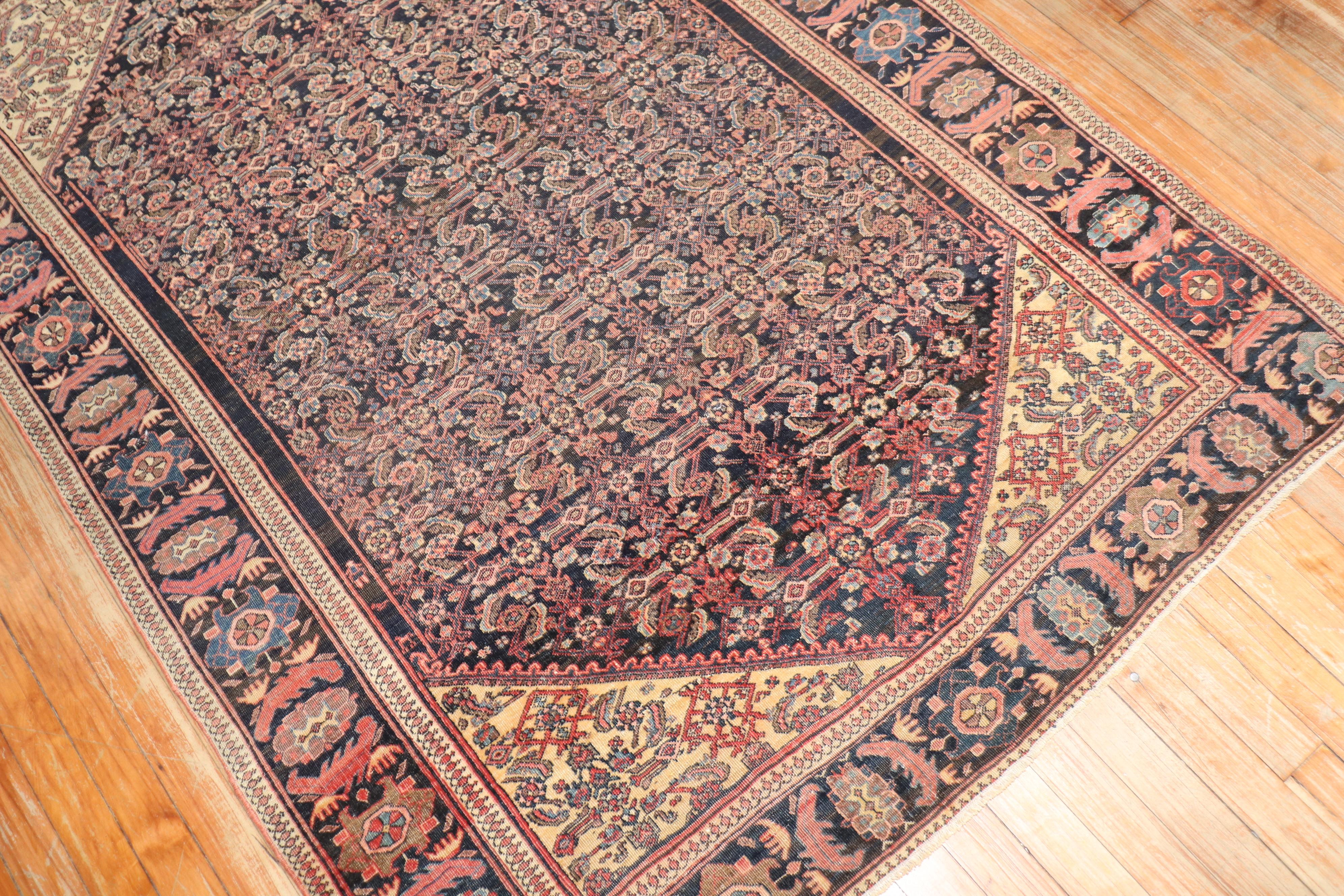 Hand-Knotted 19th Century Antique Persian Sarouk Ferehan Rug For Sale