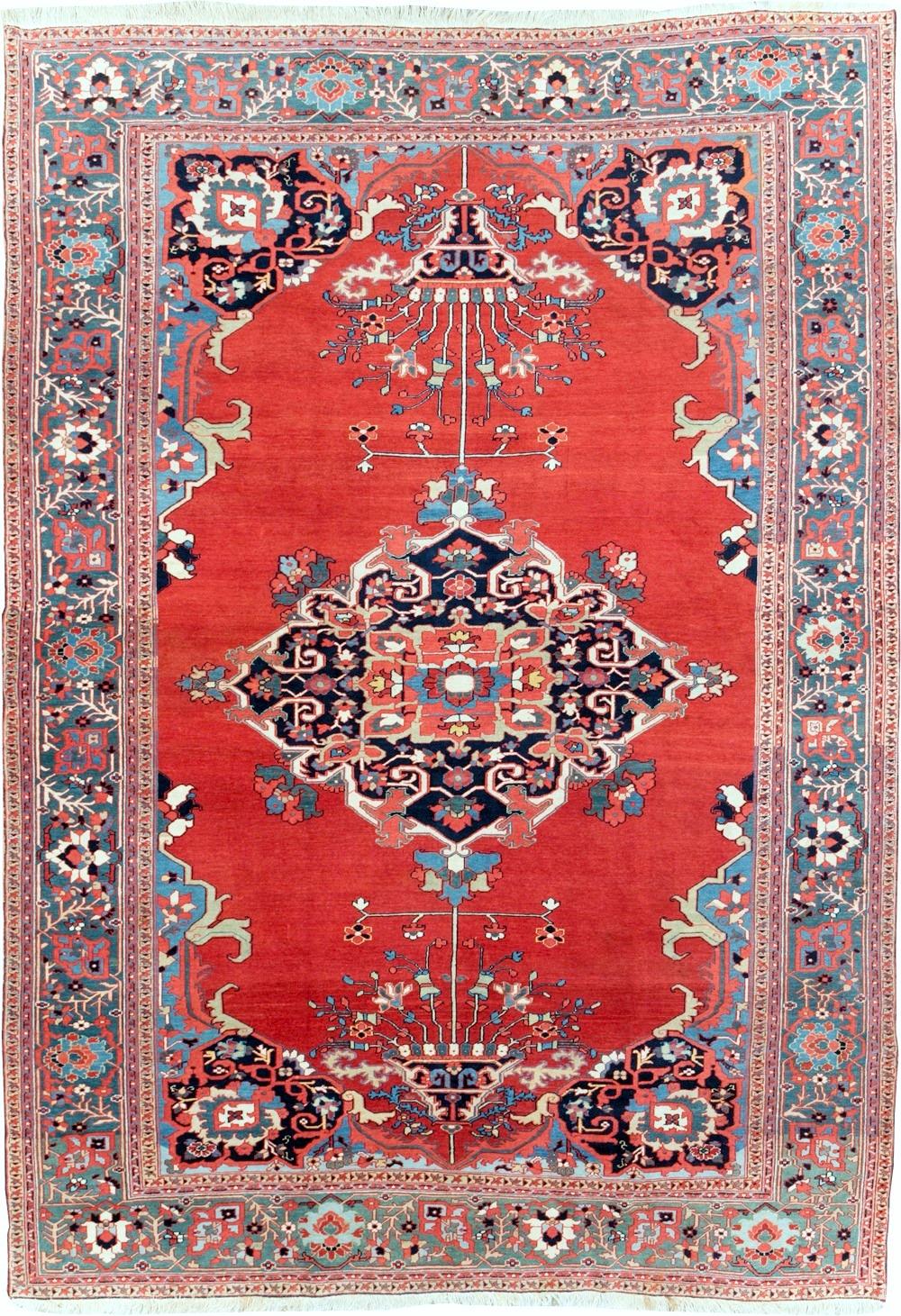 Ein außergewöhnlicher, authentischer persischer Heriz Serapi-Teppich aus dem späten 19. Voller Stapel Zustand durchgängig 

Maße: 7'8'' x 11'1''

Der Serapi-Teppich lässt sich bis zu den Anfängen der handgefertigten persischen Teppichproduktion