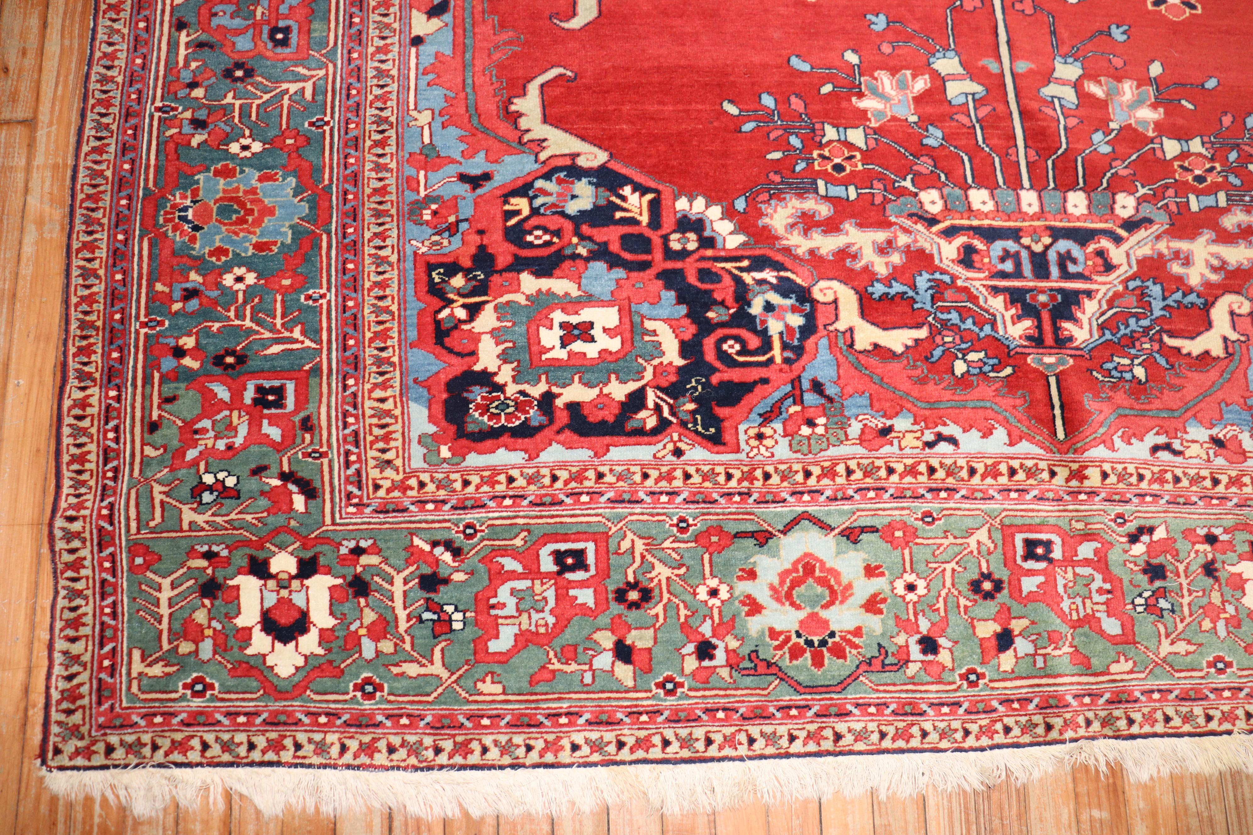 American Classical 19th Century Antique Persian Serapi Rug For Sale