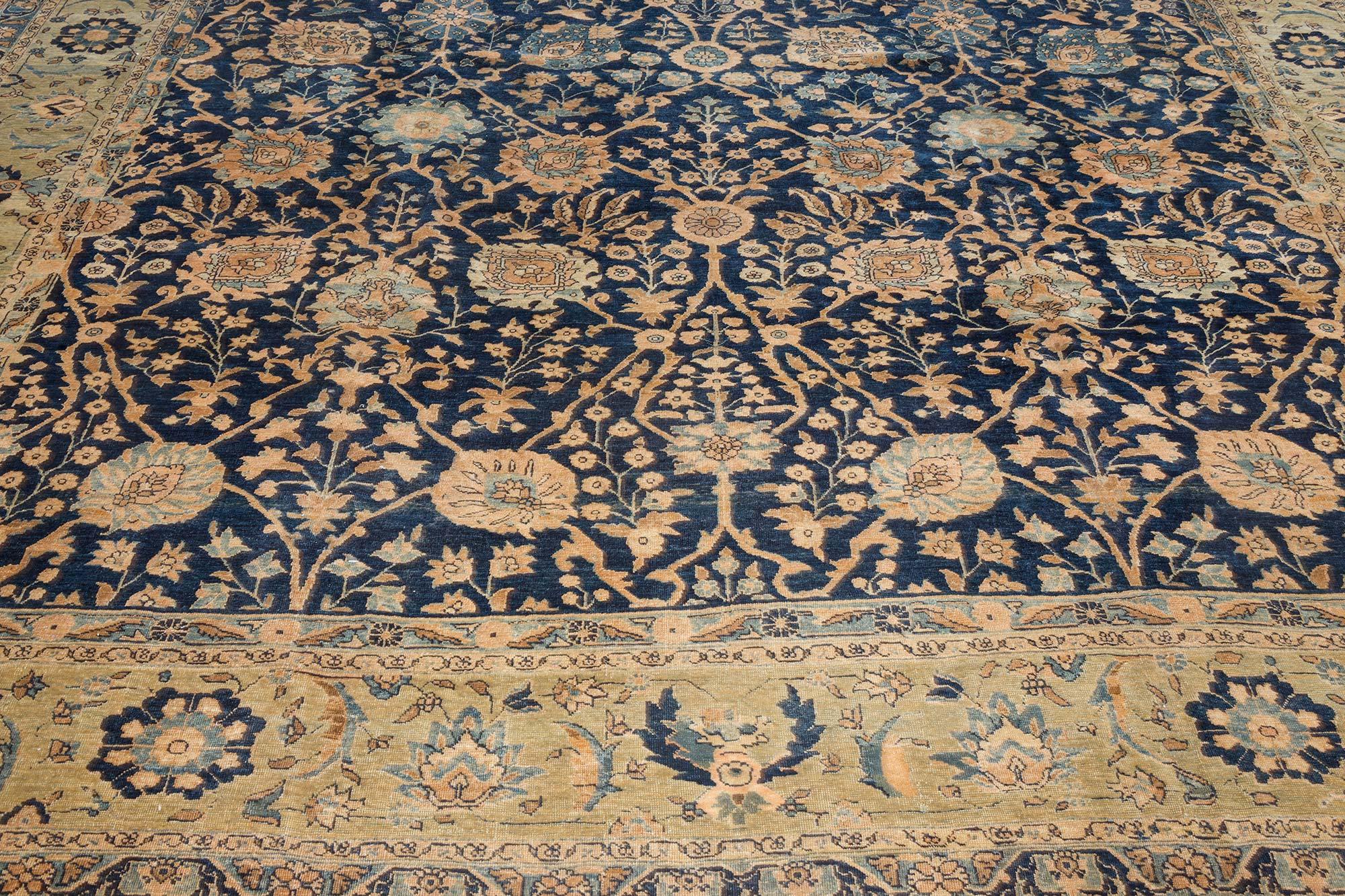 Authentic 19th century Persian Tabriz handmade wool carpet
Size: 10'8