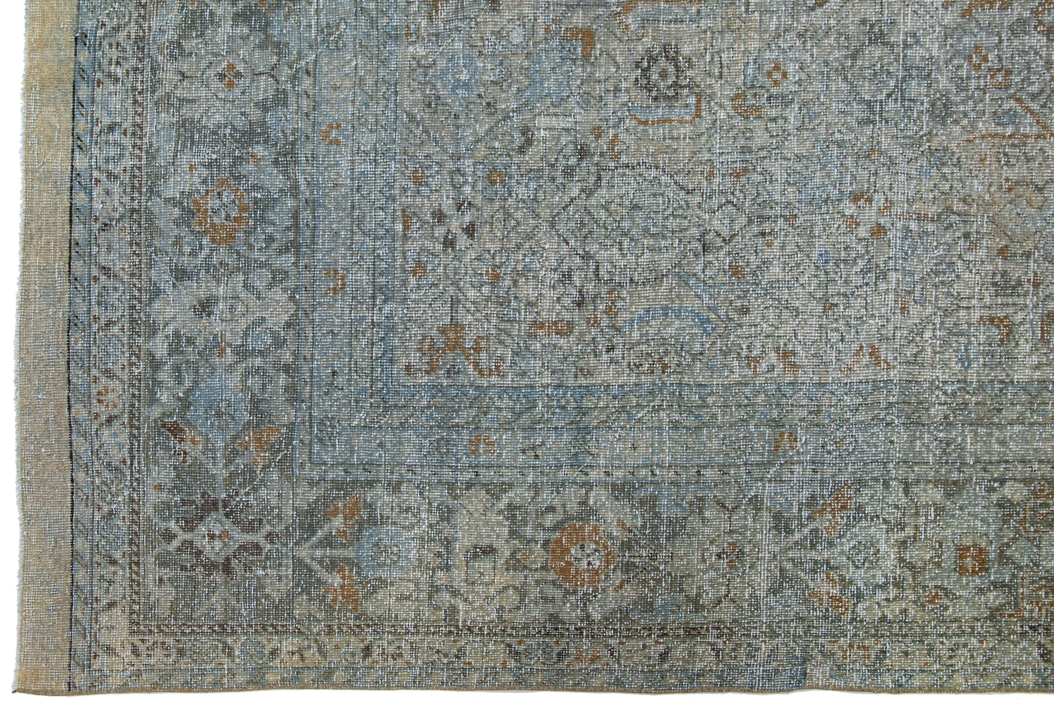 19th Century Antique Persian Tabriz Wool Rug with Allover Design In Gray For Sale 2