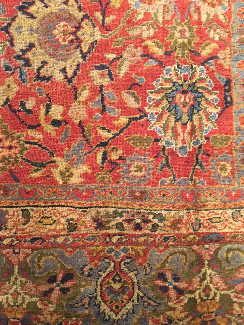 Hand-Knotted Antique Persian Ziegler Rug, circa 1900, 9'2 x 13'5 For Sale