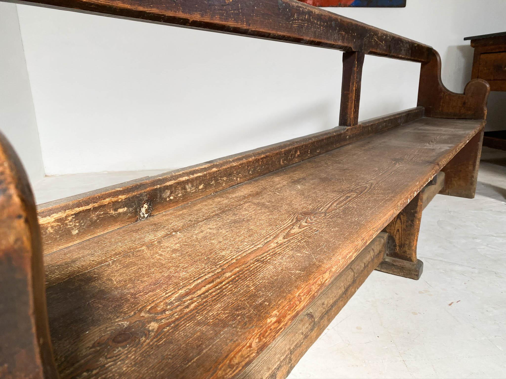 19th Century Antique Pine Church Pew Kitchen Bench Hallway Bench 5