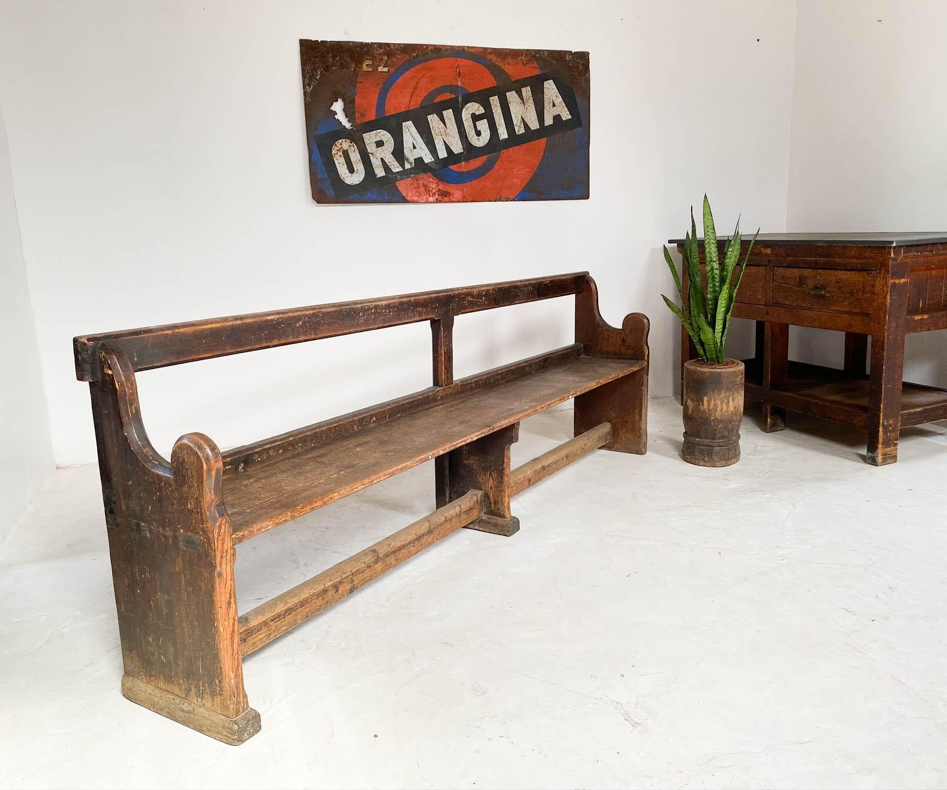 19th Century Antique Pine Church Pew Kitchen Bench Hallway Bench In Good Condition In Culverthorpe, Lincs