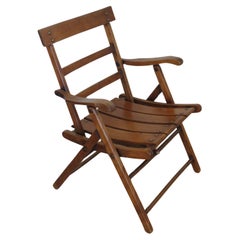 19th Century Antique Pine Folding  Campaign Chair 1880s