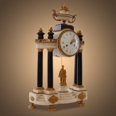 19th-Century Antique Portico Clock, the Eternal Wait of a Girl