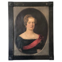 19th Century Antique Portrait Painting of a German Barones