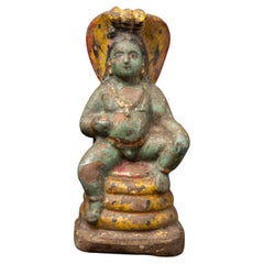 19th century Antique pottery Krishna statue from India