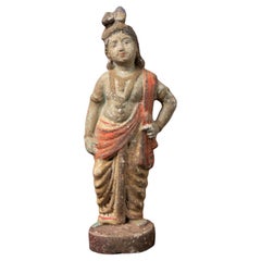 Antike Krishna-Statue aus Keramik aus Indien aus dem 19. Jahrhundert