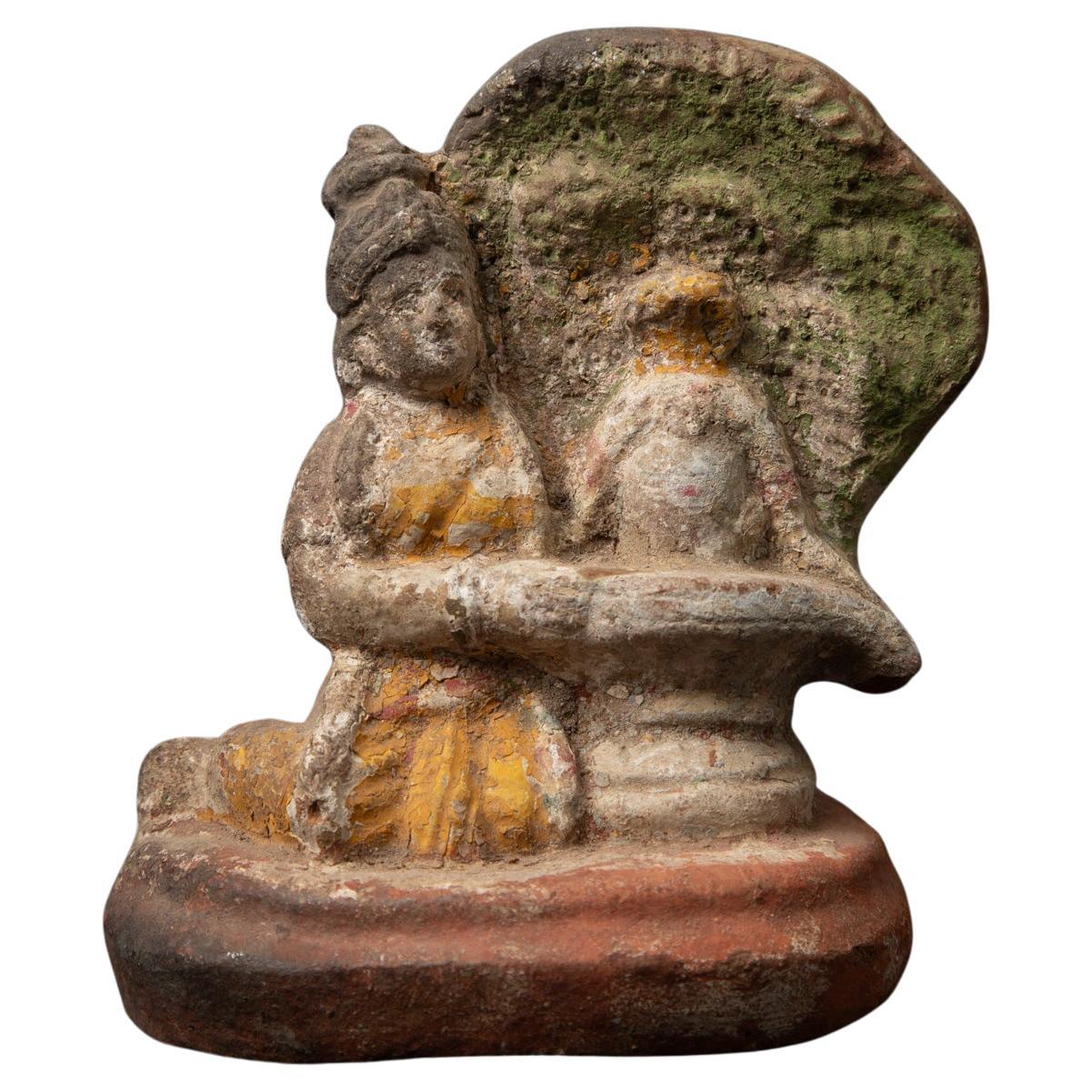Estatua Parvaty de cerámica antigua del siglo XIX procedente de la India
