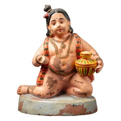 19th century Antique pottery statue of Krishna as a child from India