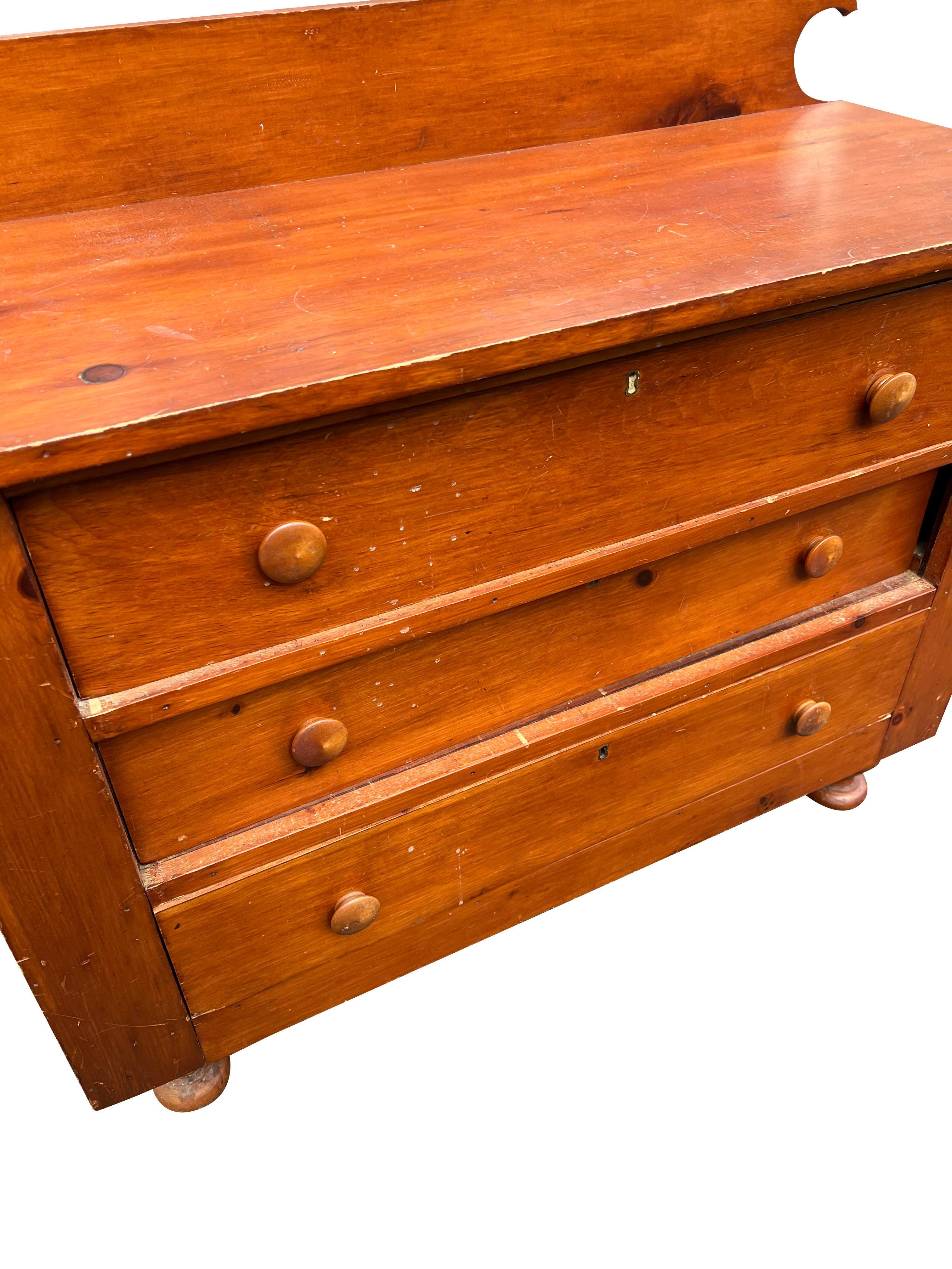 19th Century Antique Primitive Pine Chest of Drawers Dresser 4