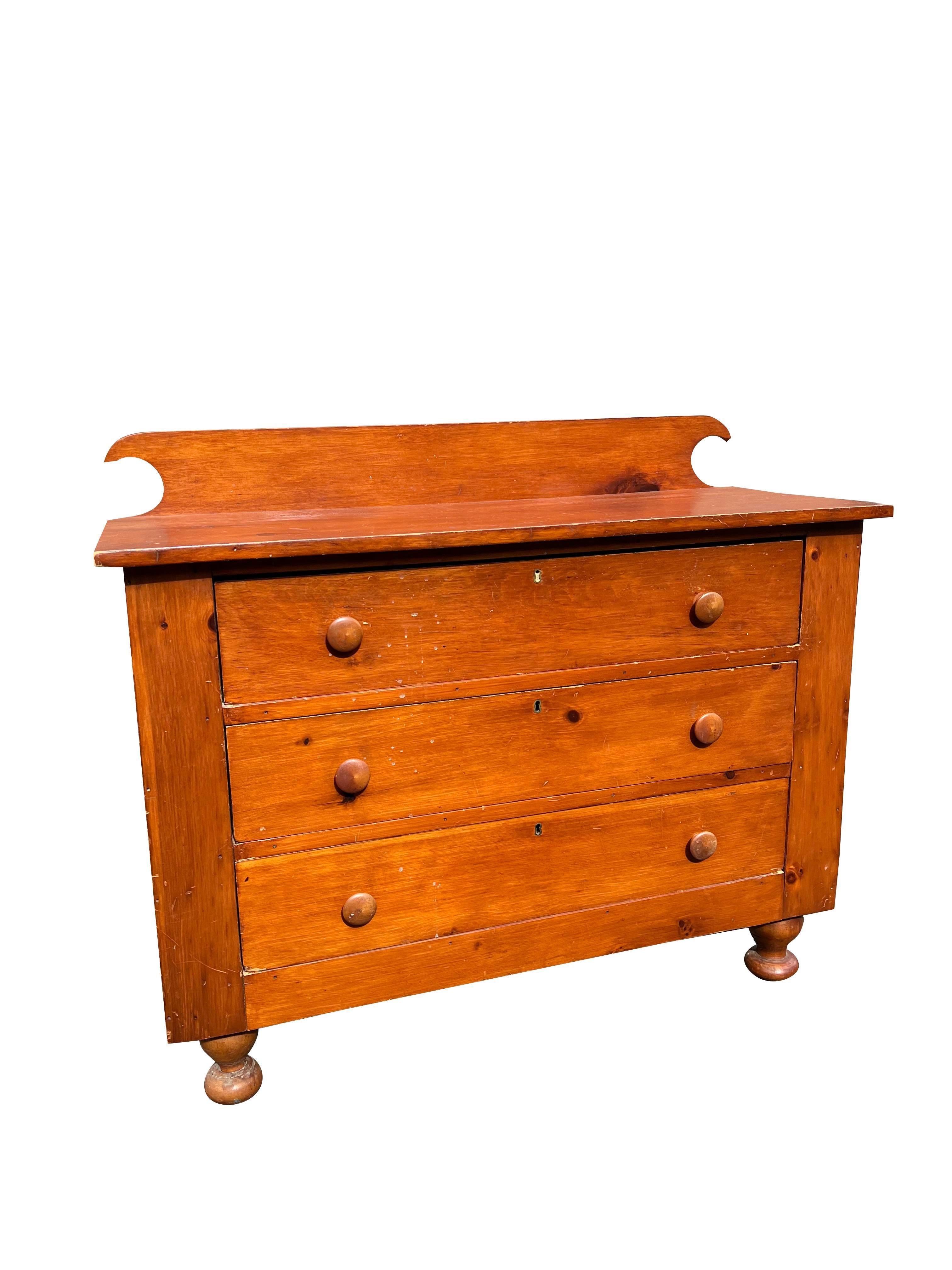 19th Century Antique Primitive Pine Chest of Drawers Dresser 5