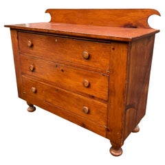 19th Century Antique Primitive Pine Chest of Drawers Dresser