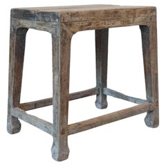 19th Century Antique Primitive Wabi Sabi Elm Wood Table in Elm