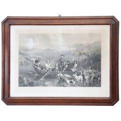 19th Century Antique Print Titled Crossing the River Tay
