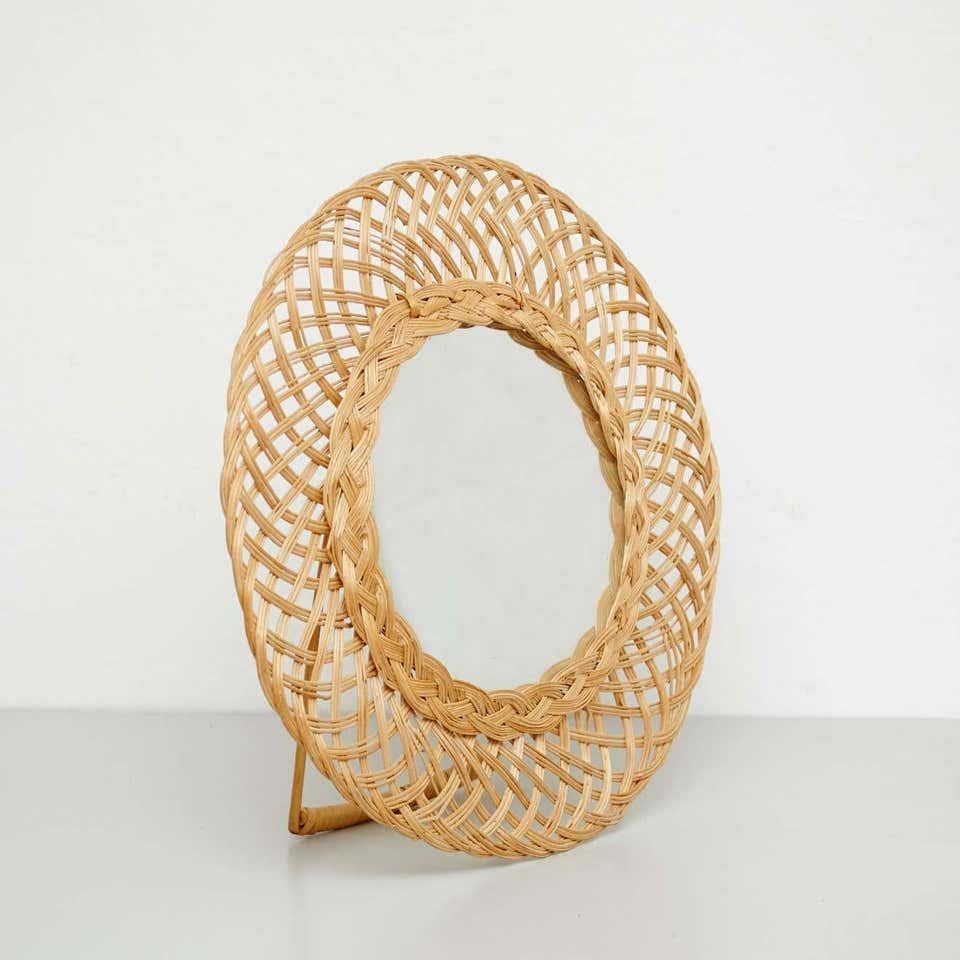 20th Century Rattan Table Mirror In Good Condition For Sale In Barcelona, Barcelona