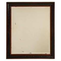 Miroir rectangulaire ancien du XIXe siècle avec cadre en bronze foncé