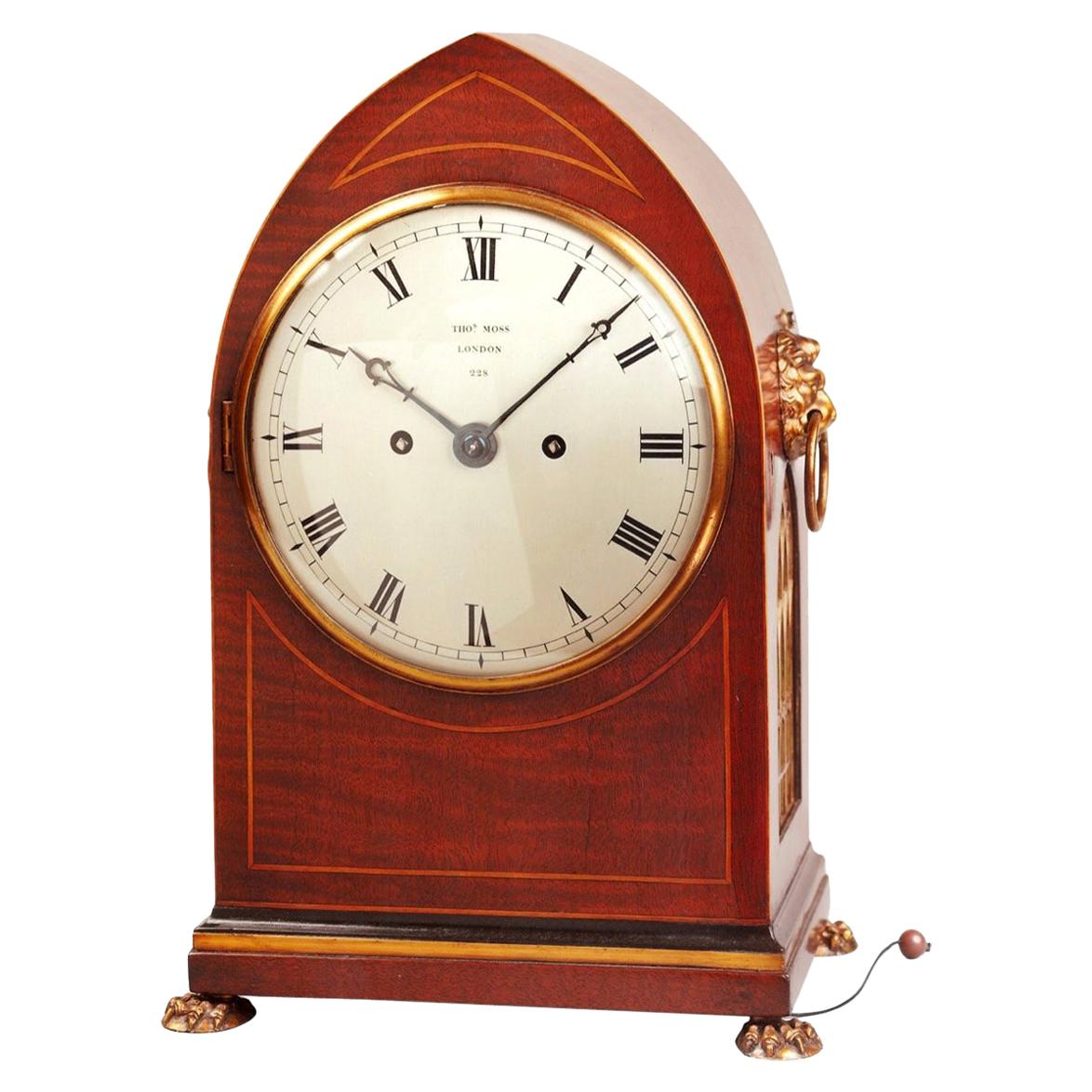 Orologio a staffa in mogano Regency del XIX secolo di Thomas Moss di Londra