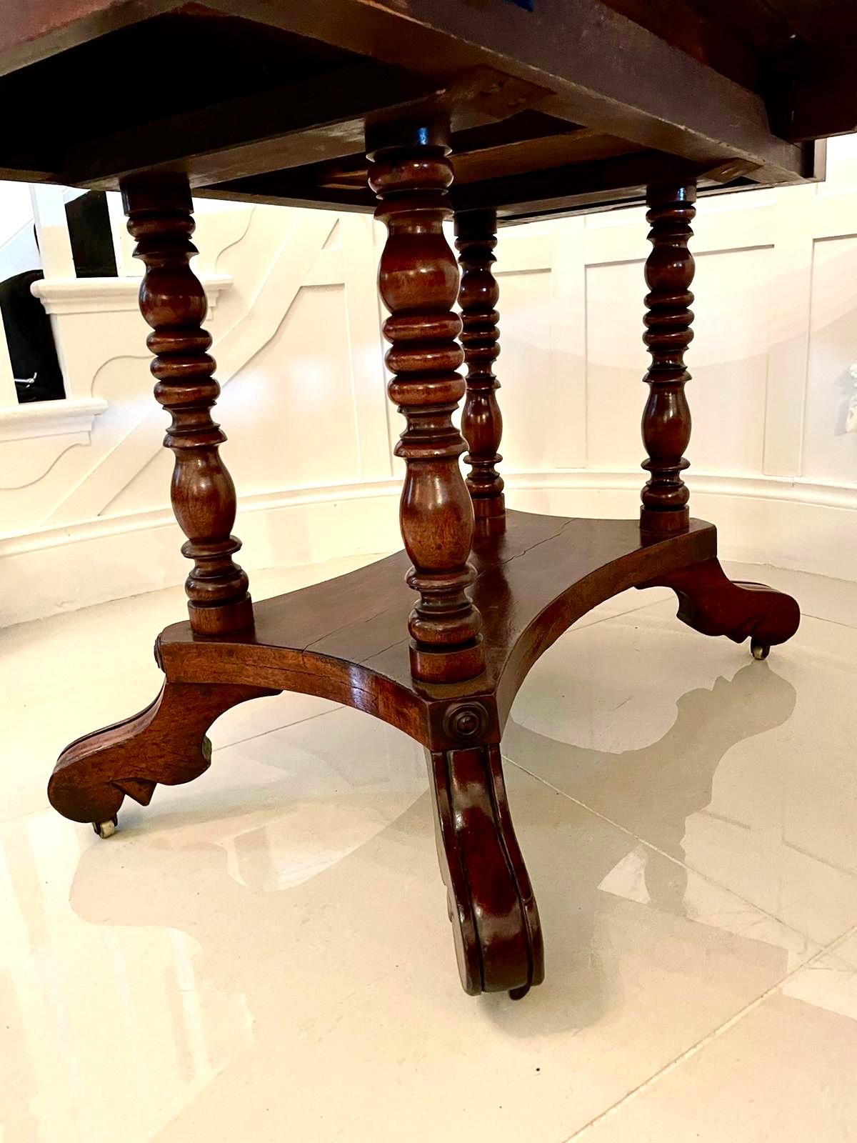 Hand-Carved 19th Century Antique Regency Mahogany Drop Leaf Centre Table For Sale