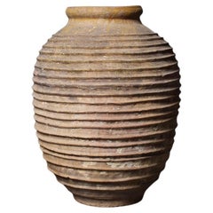 19th Century Antique Ribbed Greek Olive Jar