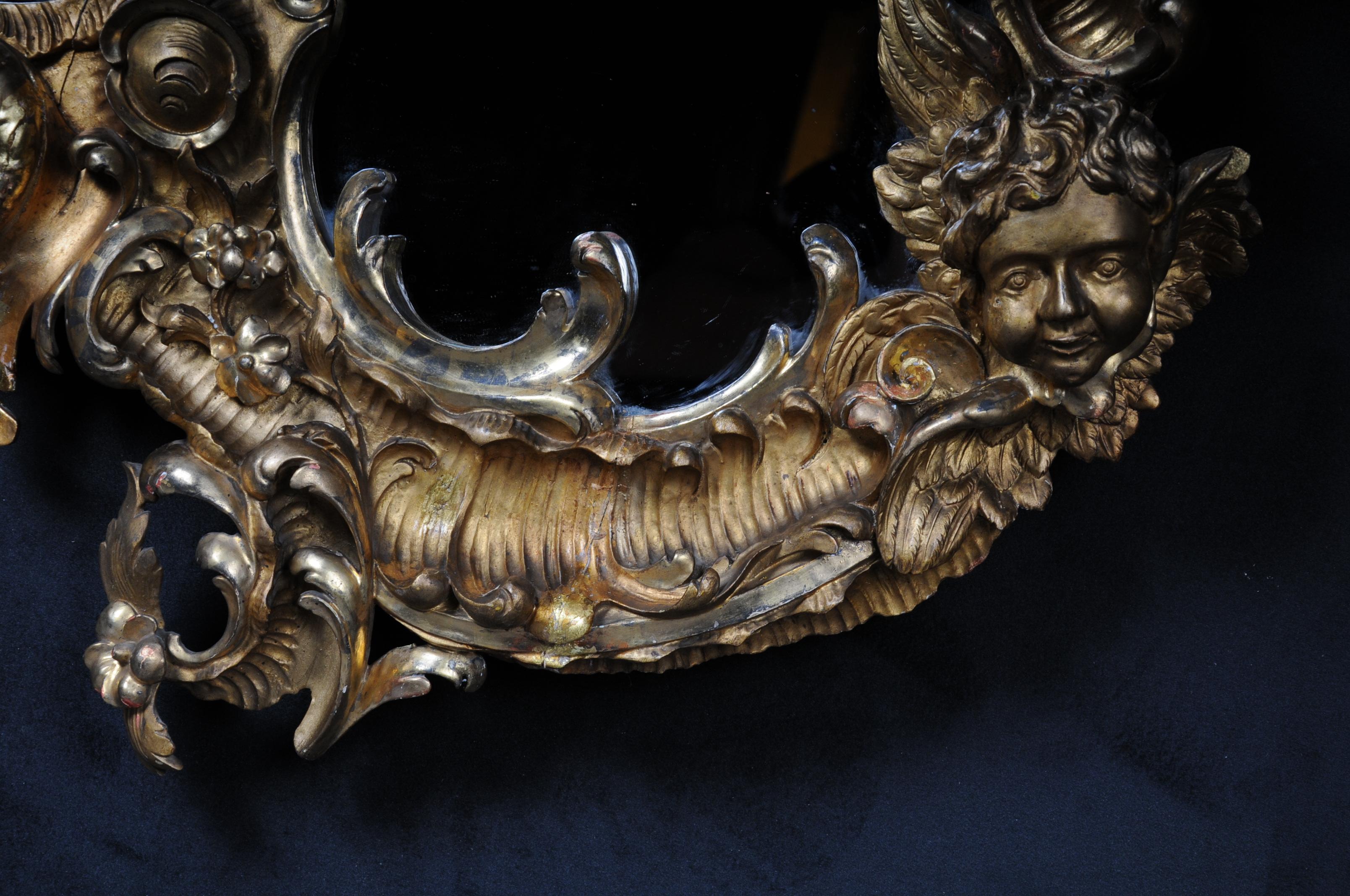 Français Miroir rococo ancien du 19ème siècle doré vers 1880, Napoléon III en vente