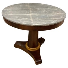 19th Century Antique Round French Centre Table With Marble Top