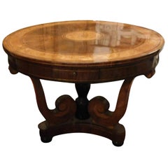 19th Century Antique Round Table Inlaid