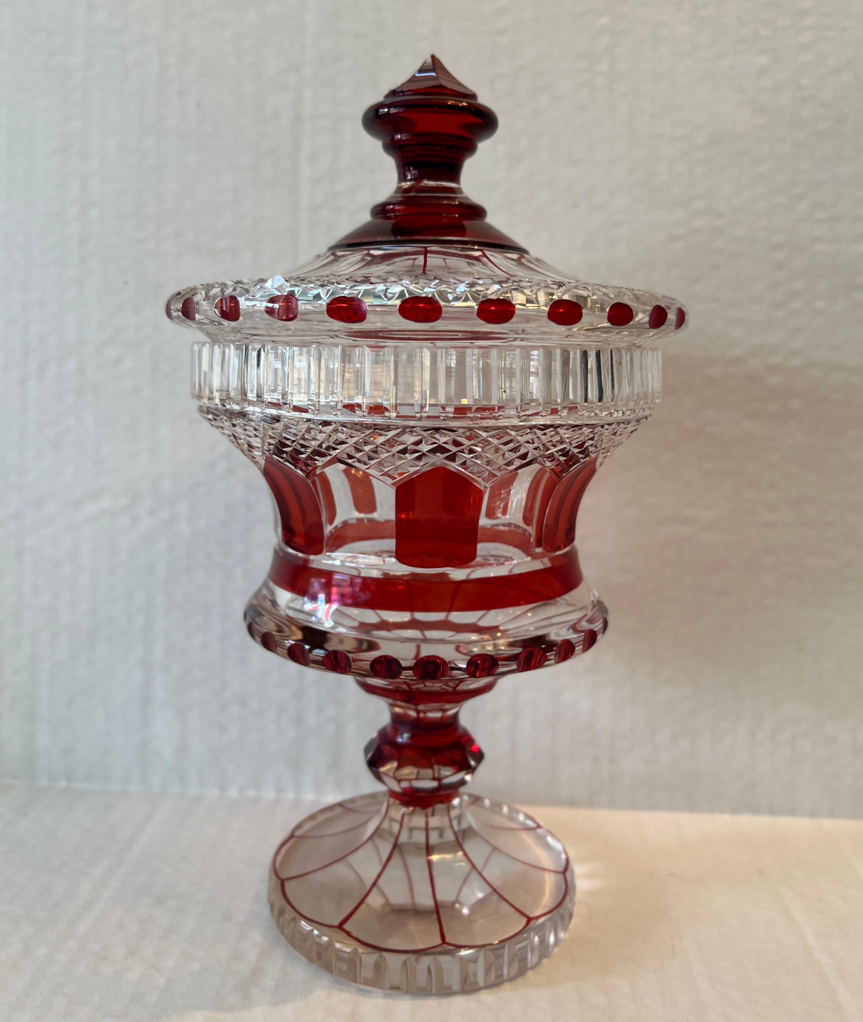 19th Century Antique Ruby Cut Bohemian Glass For Sale at 1stDibs