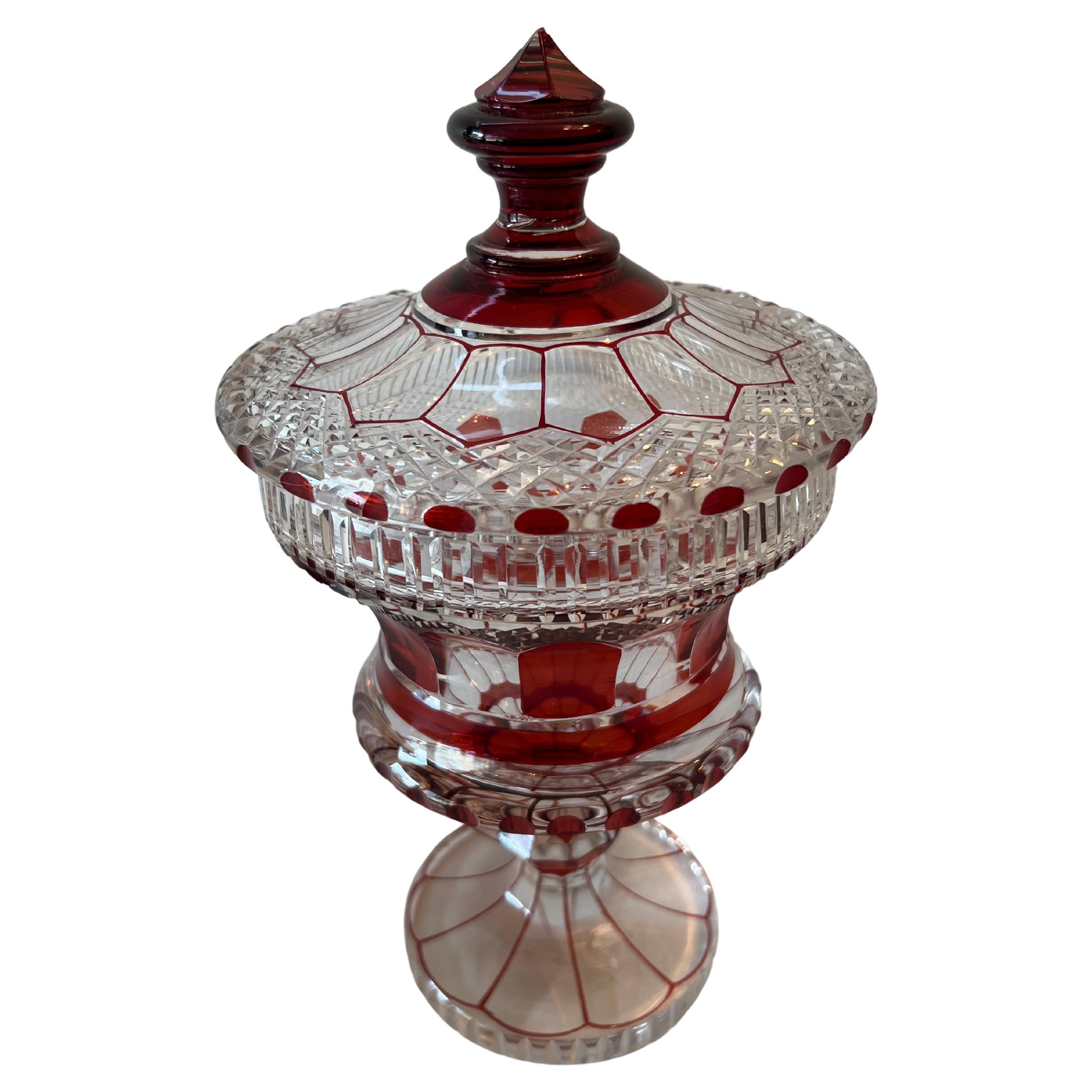 19th Century Antique Ruby Cut Bohemian Glass For Sale at 1stDibs