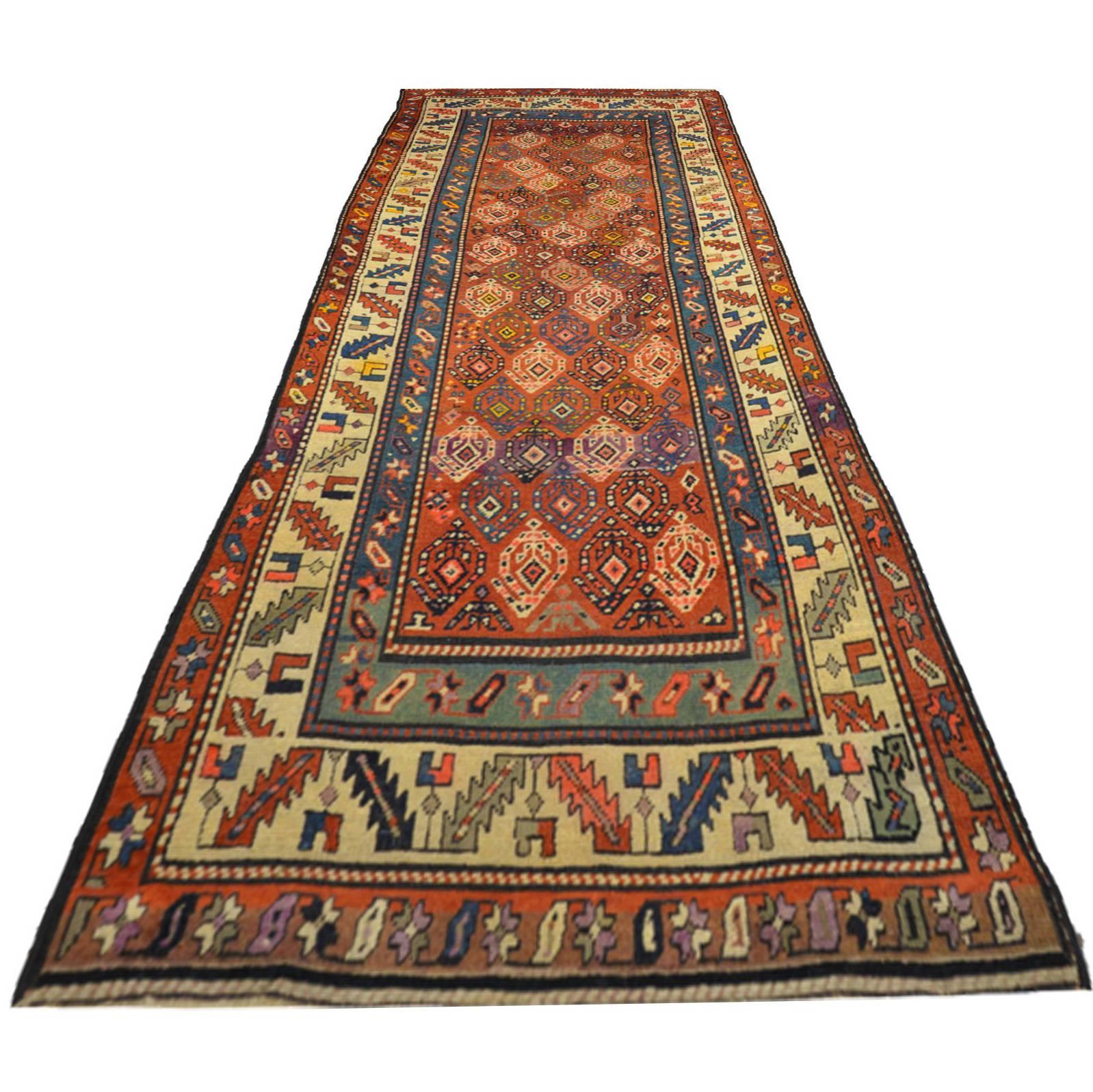 Antique rug handmade from the Caucasus region.
- From the city of Shirvan with design 