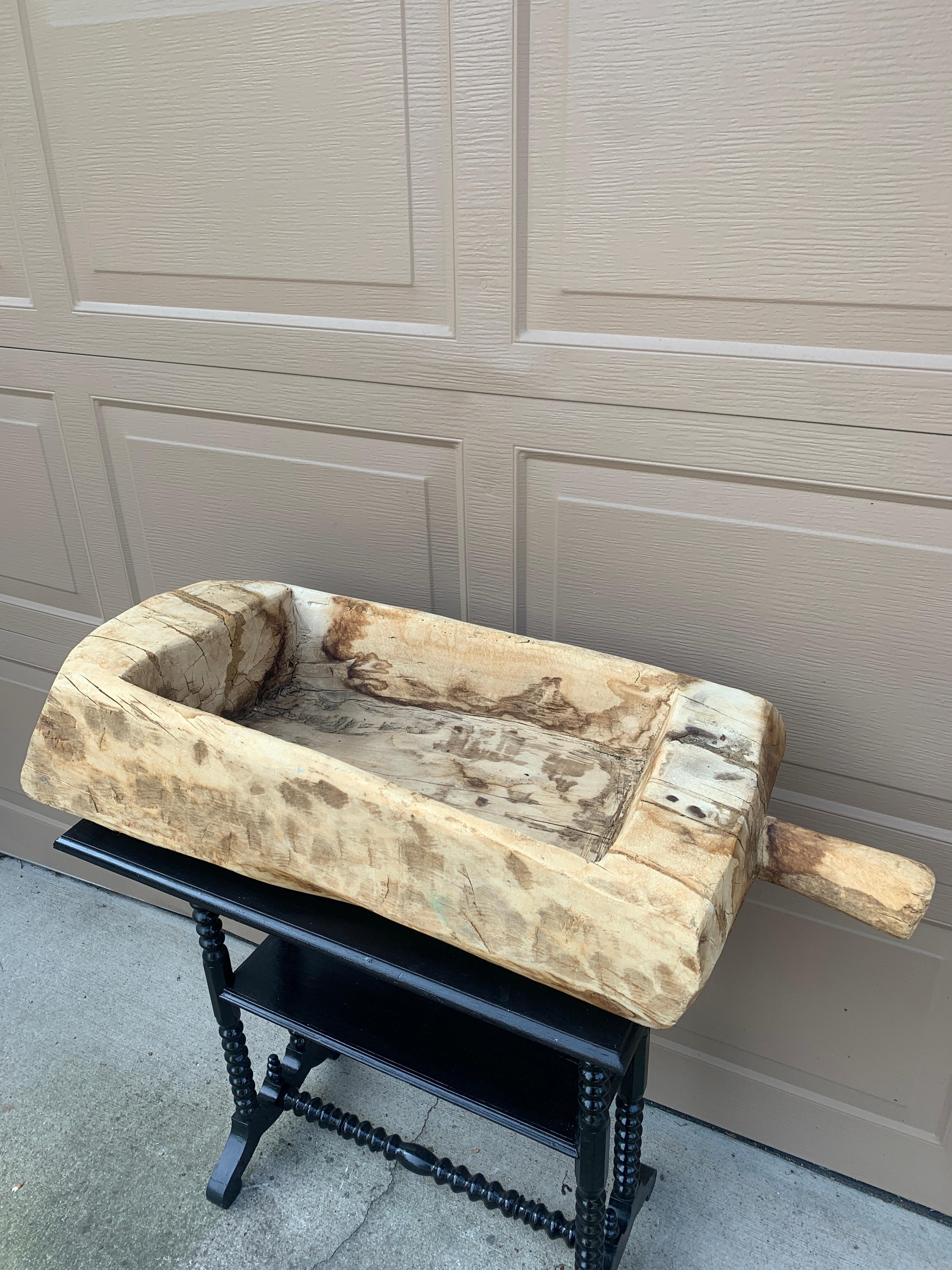 Wood 19th Century Antique Rustic French Cheese-Making Trough Bowl For Sale