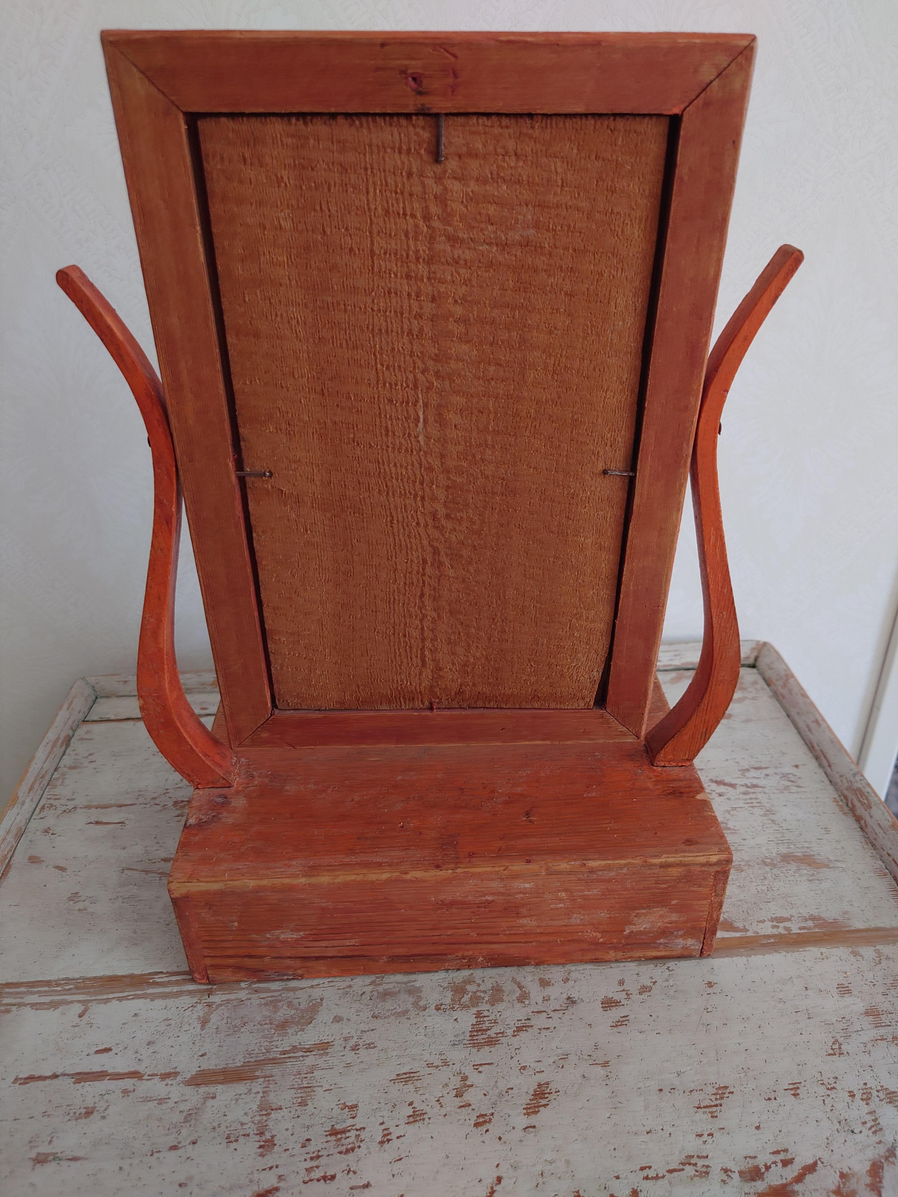 Peint d'origine suédoise rustique du 19ème siècle  Miroir de table Empire en vente 3