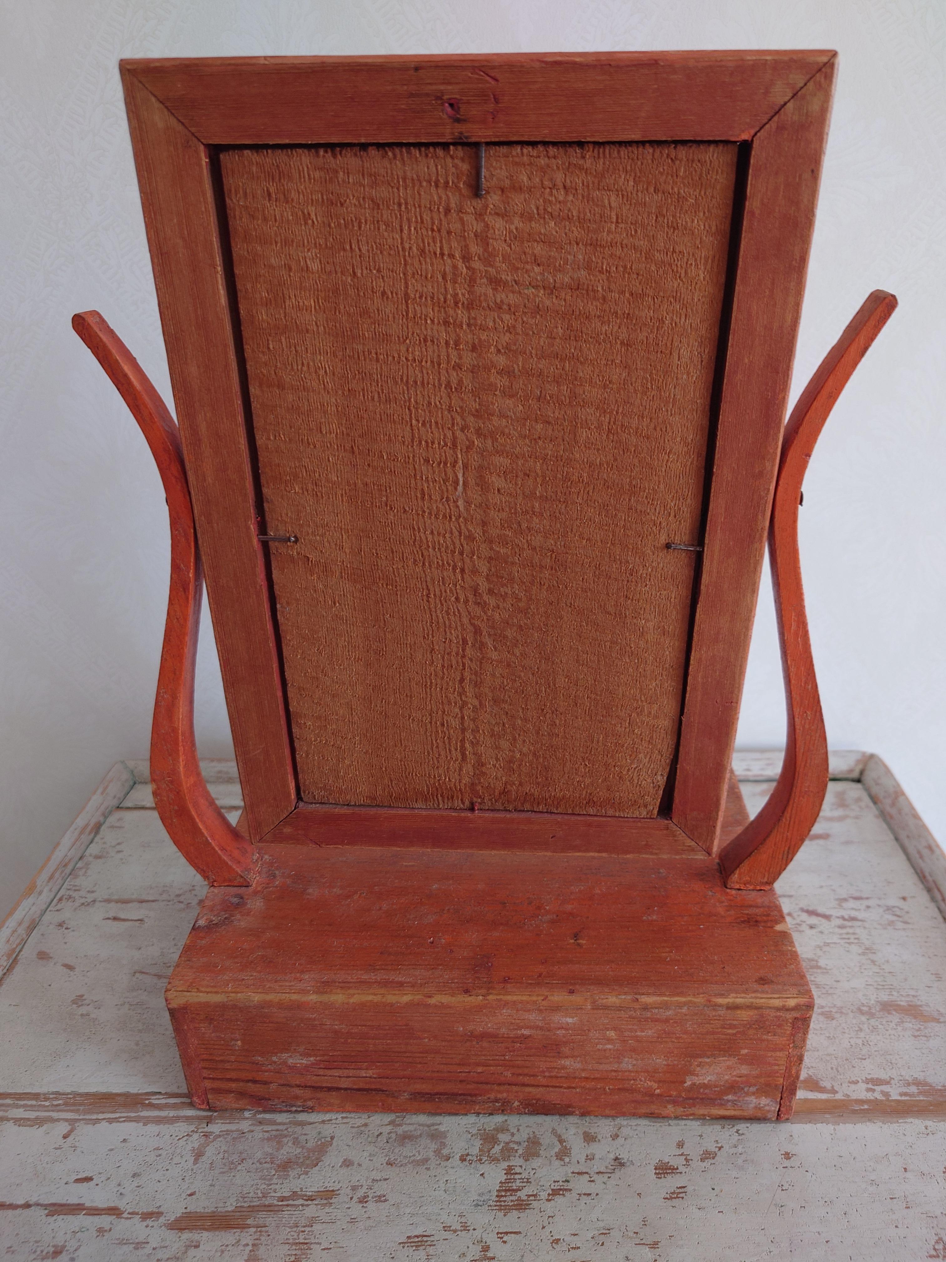 Peint d'origine suédoise rustique du 19ème siècle  Miroir de table Empire en vente 4